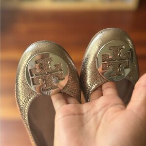 Tory Burch Metallic Gold Flats
